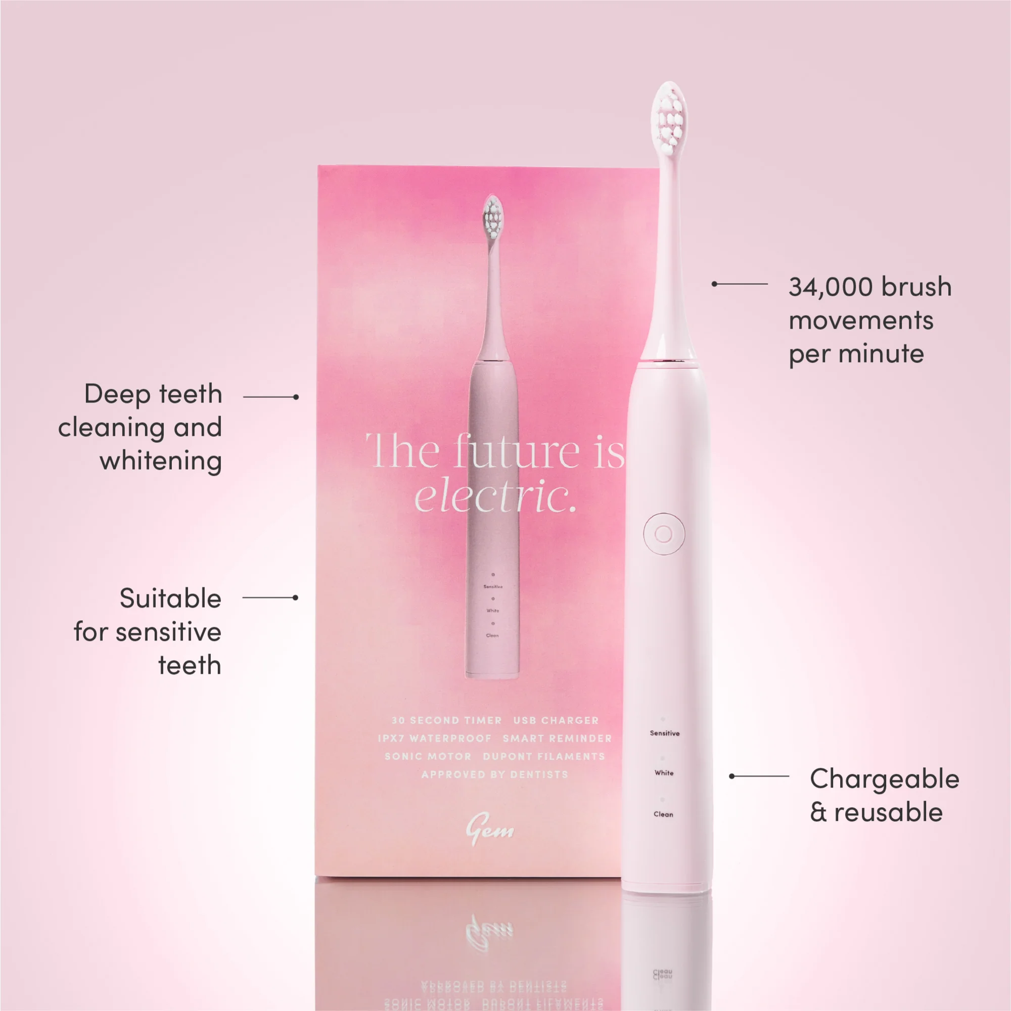 Gem Electric Toothbrush Coconut - Image 2