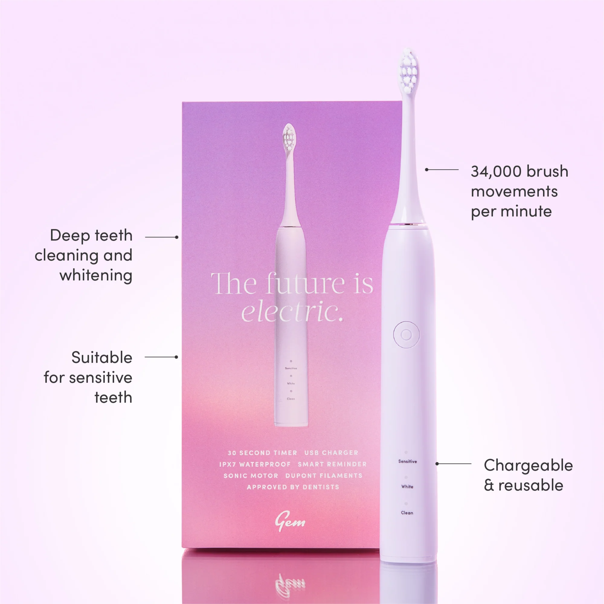 Gem Electric Toothbrush Rose - Image 2