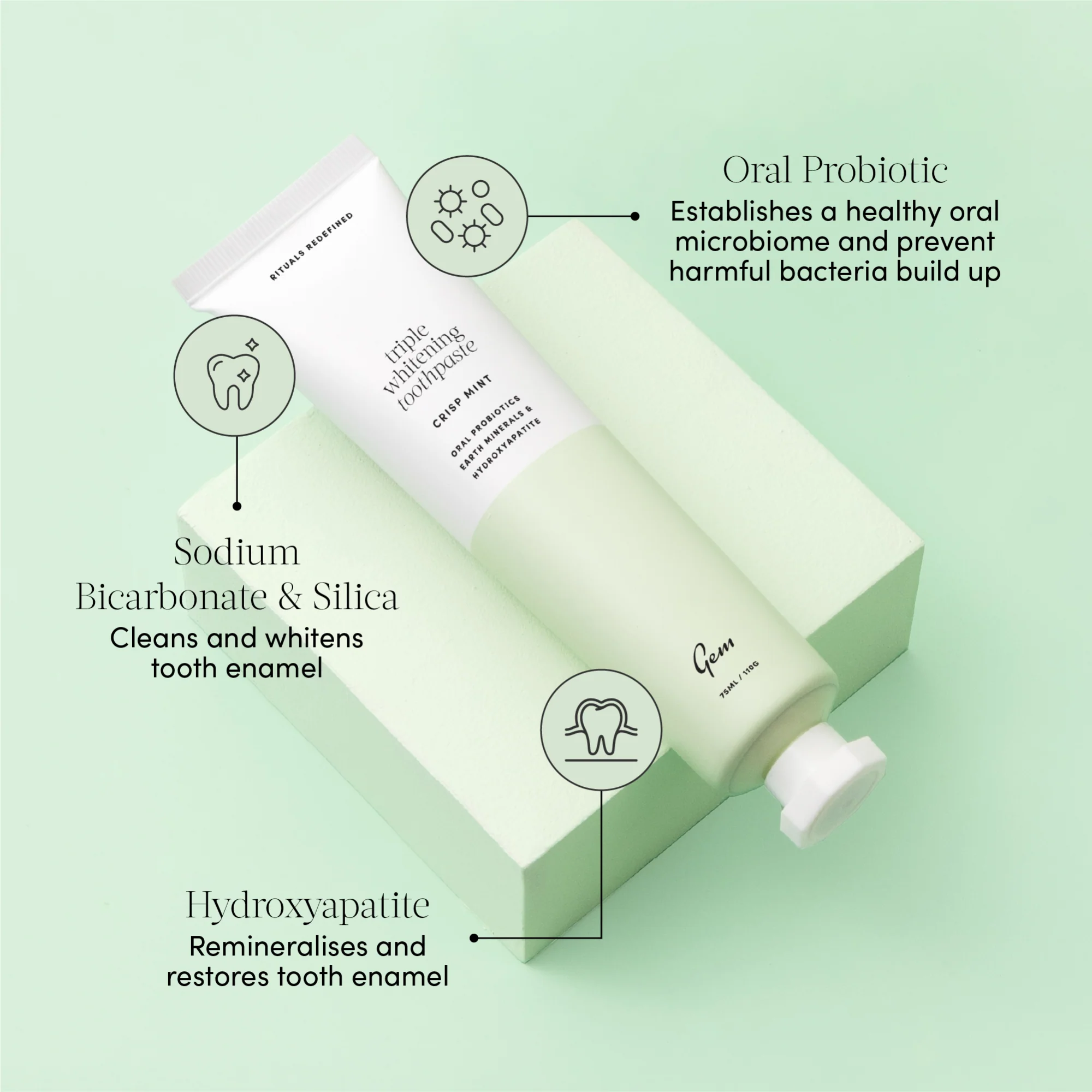 Gem Triple Whitening Toothpaste Crisp Mint 100g - Image 3