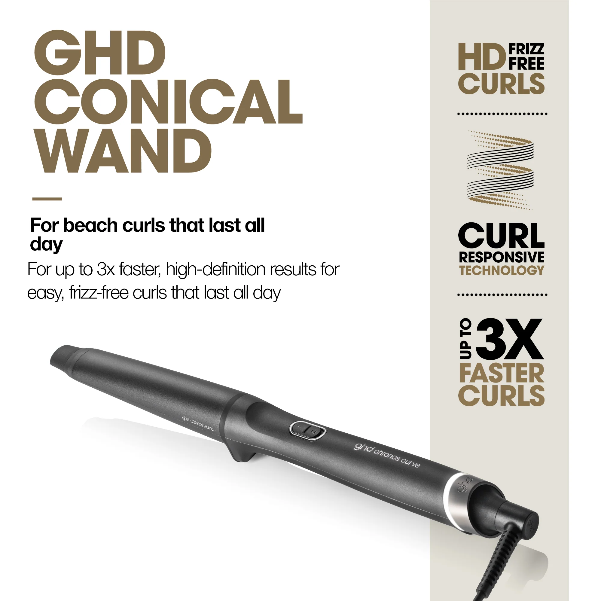 ghd Chronos Curve Conical Wand Hair Curler 28-23mm - Image 4