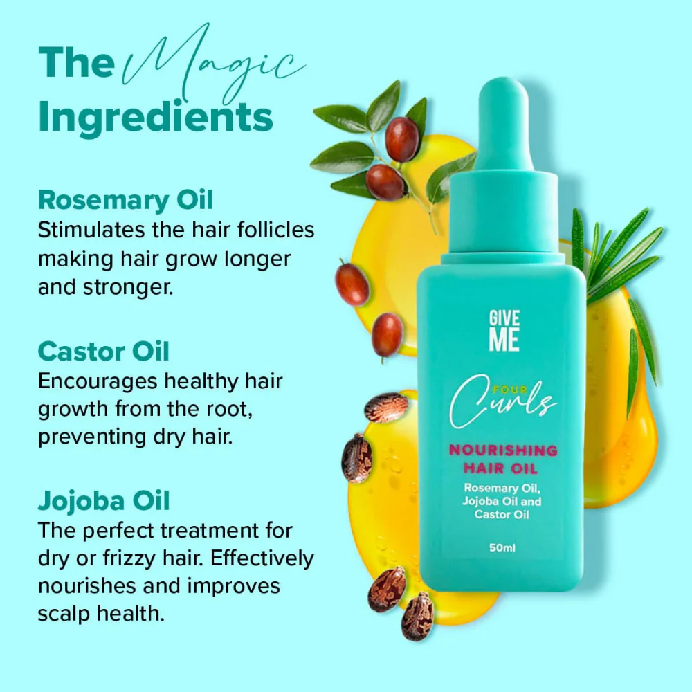 Give Me Cosmetics Four Curls Nourishing Hair Oil 50ml - Image 3