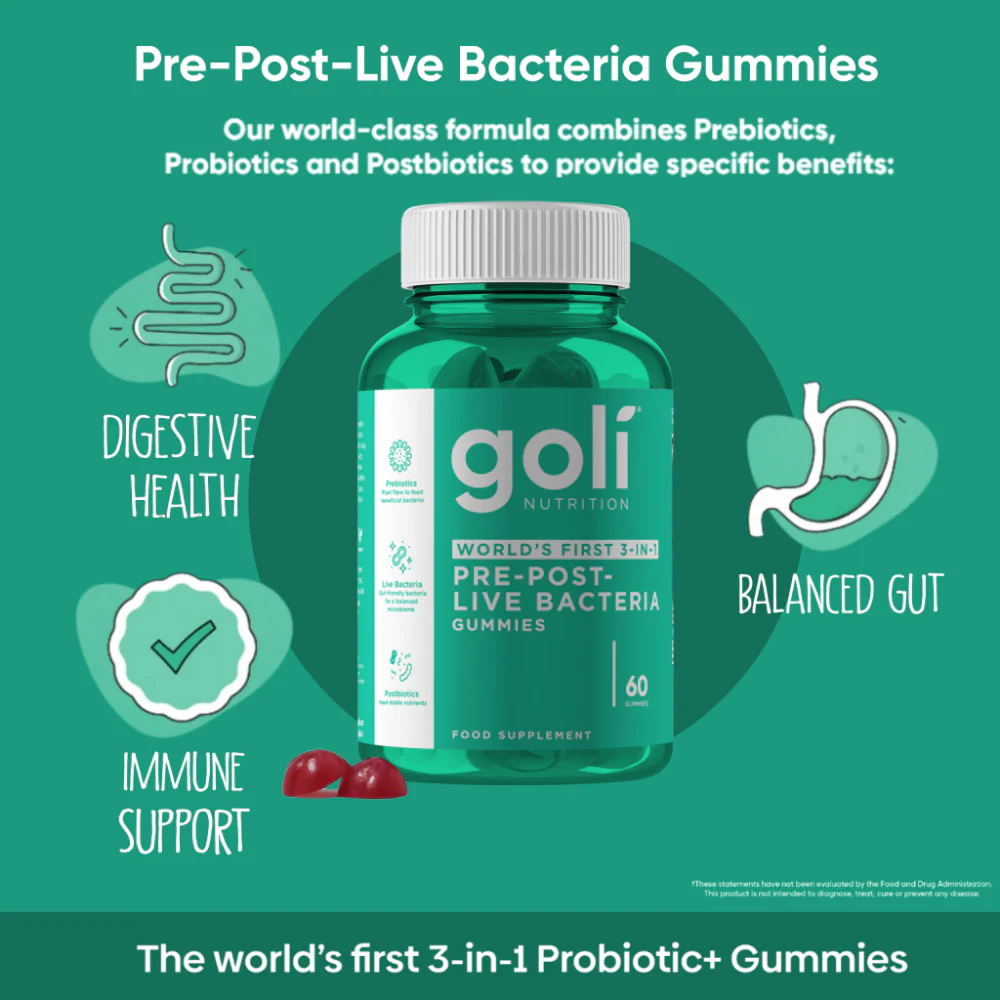 Goli Nutrition 3-In-1 Pre+Post+Probiotics Gummies x60 - Image 4