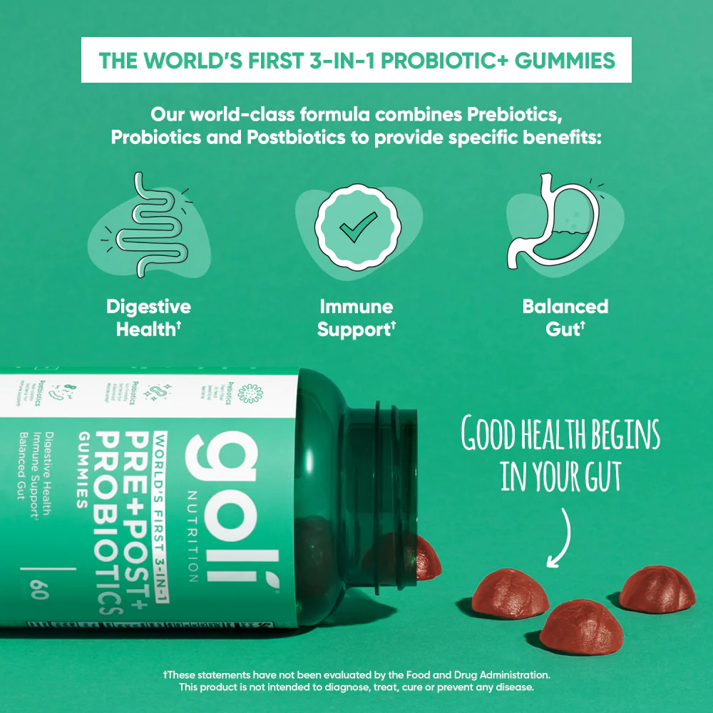 Goli Nutrition 3-In-1 Pre+Post+Probiotics Gummies x60 - Image 5
