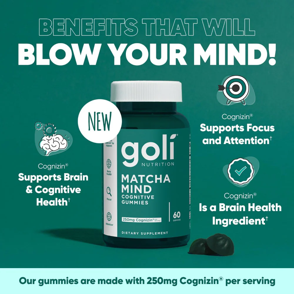 Goli Nutrition Matcha Mind Cognitive Gummies x60 - Image 4