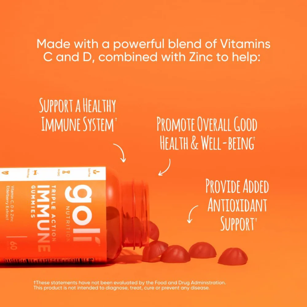 Goli Nutrition Triple Action Immune Gummies x60 - Image 3