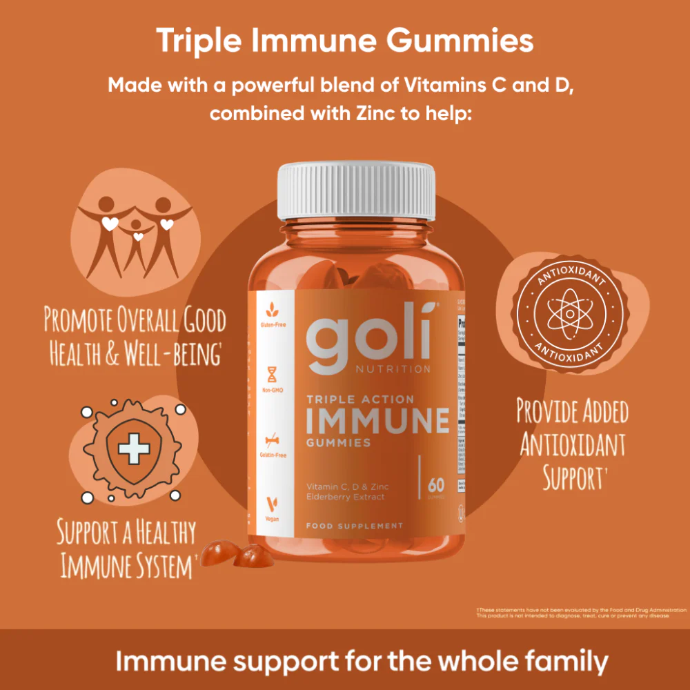 Goli Nutrition Triple Action Immune Gummies x60 - Image 4