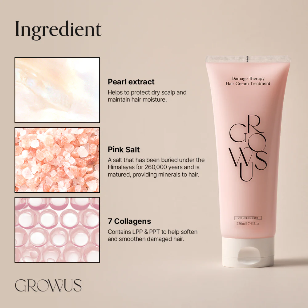 GROWUS Damage Therapy Hair Cream Treatment 220ml - Image 4