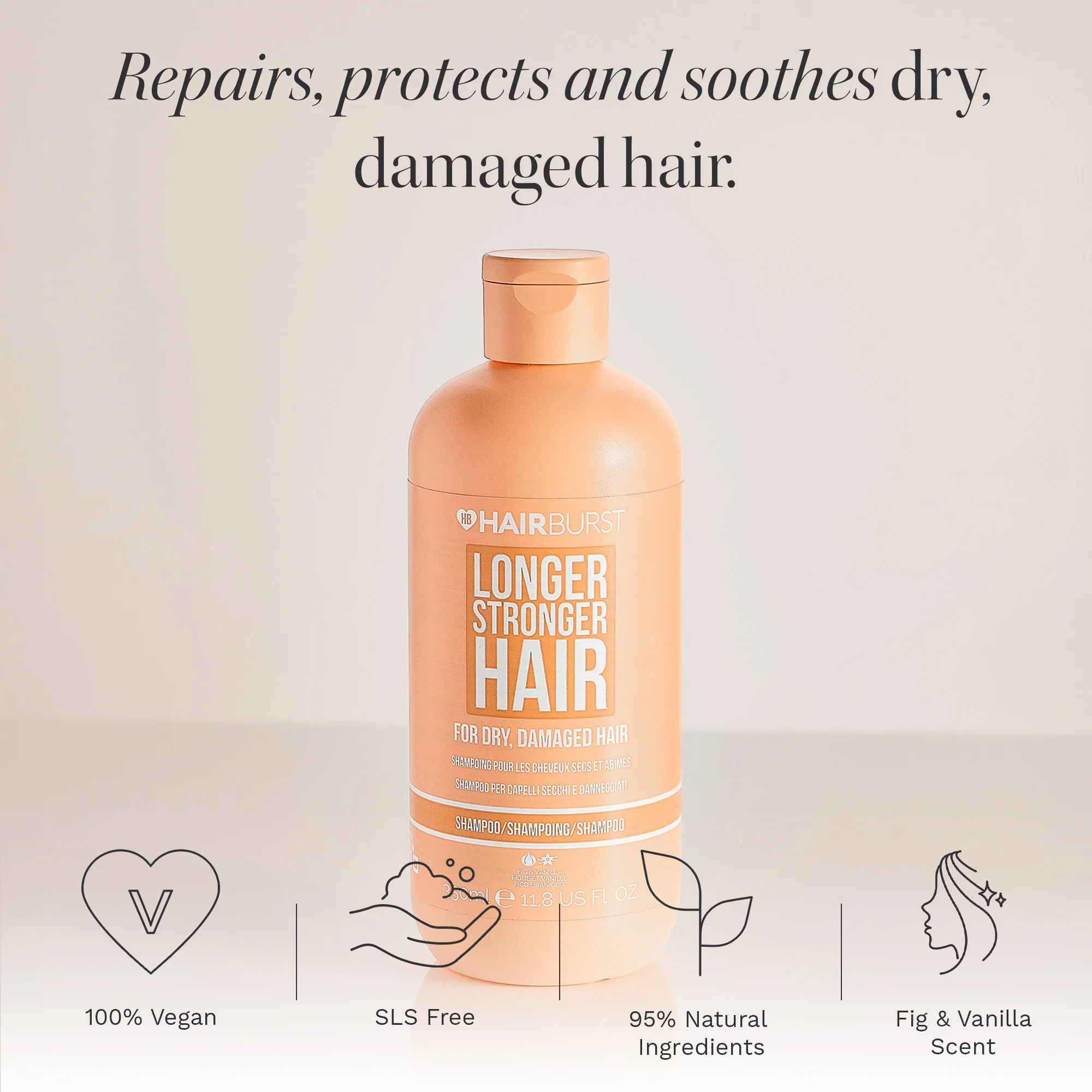 Hairburst Dry & Damaged Hair Shampoo 350ml - Image 2