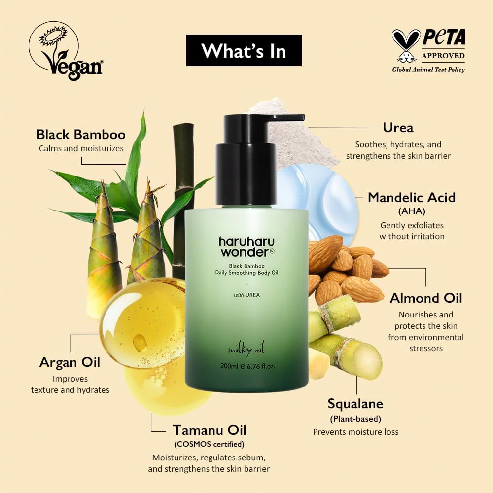 Haruharu Wonder Black Bamboo Daily Smoothing Body Oil 200ml - Image 3