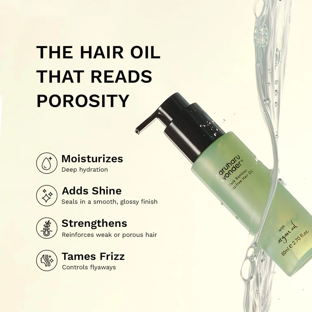 Haruharu Wonder Black Bamboo Frizz-Free Hair Oil 80ml - Image 2