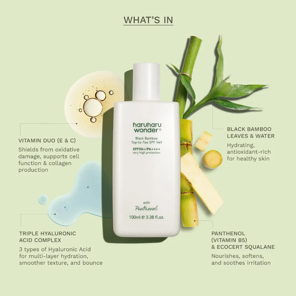 Haruharu Wonder Black Bamboo Top-To-Toe SPF Veil PA++++ SPF50+ 100ml - Image 2