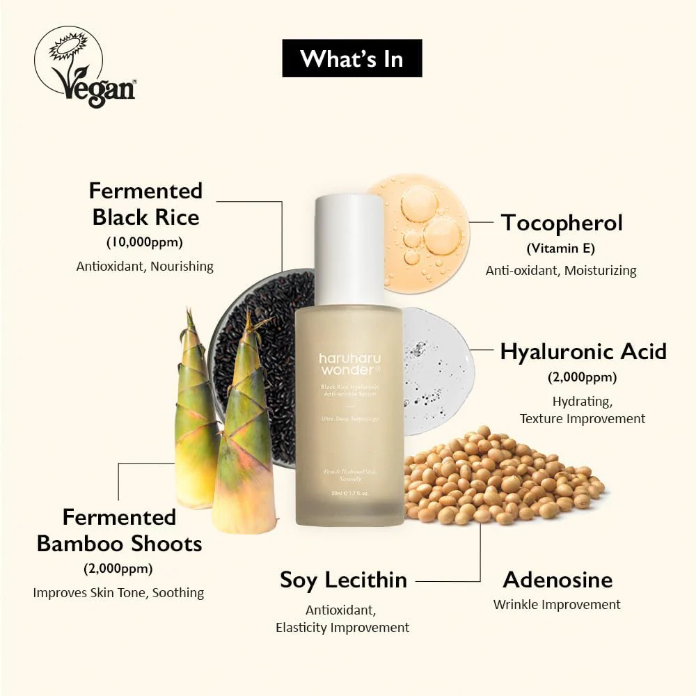 Haruharu Wonder Black Rice Hyaluronic Anti-Wrinkle Serum 50ml - Image 3