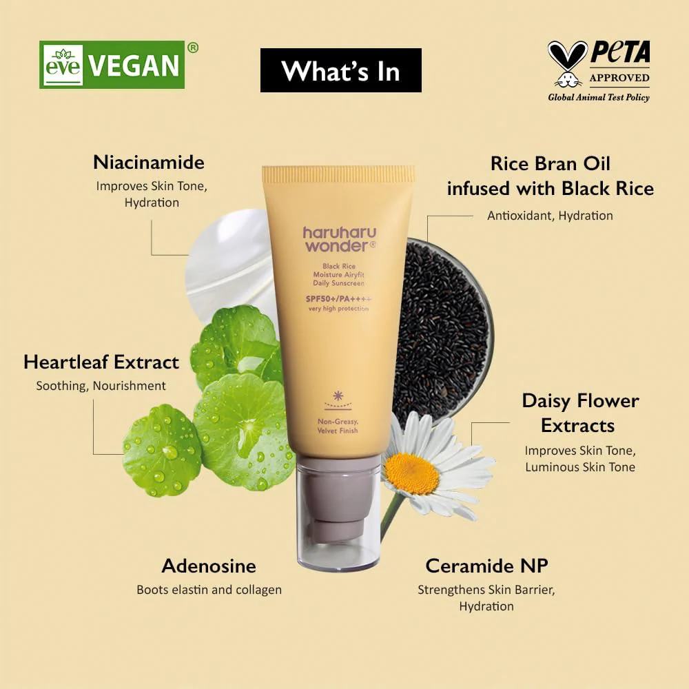Haruharu Wonder Black Rice Moisture Airyfit Daily Sunscreen PA++++ SPF50+ 50ml - Image 3