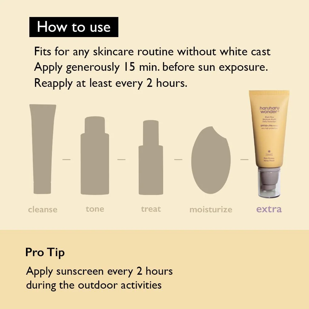 Haruharu Wonder Black Rice Moisture Airyfit Daily Sunscreen PA++++ SPF50+ 50ml - Image 6