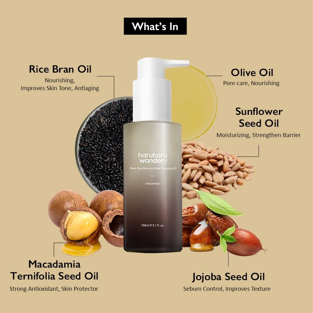 Haruharu Wonder Black Rice Moisture Deep Cleansing Oil 150ml - Image 6