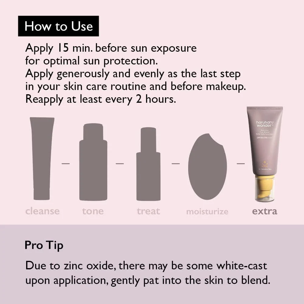 Haruharu Wonder Black Rice Pure Mineral Relief Daily Sunscreen PA++++ SPF50+ 50ml - Image 6