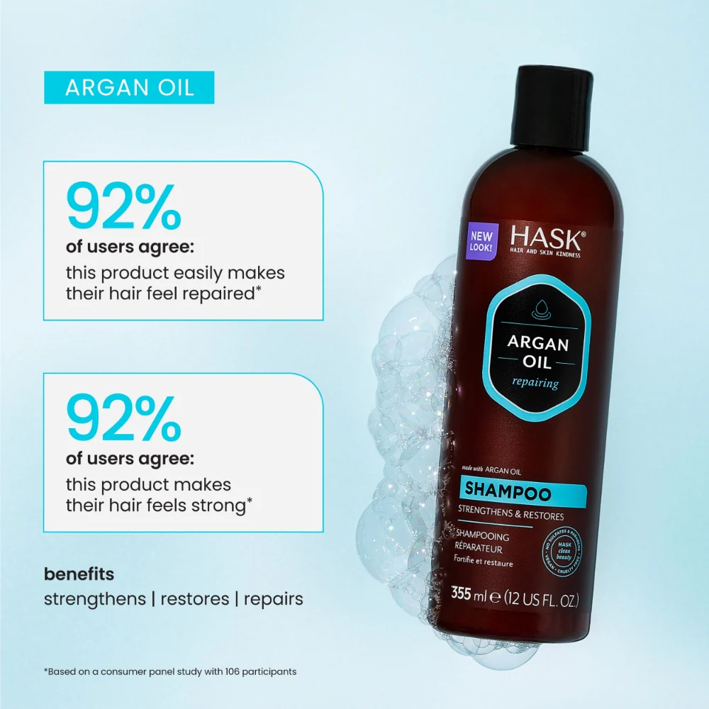 Hask Argan Oil Repairing Shampoo 355ml - Image 5