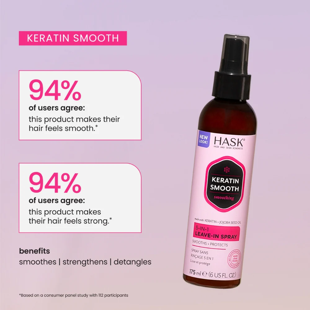 Hask Keratin Smooth Protein Smoothing 5-In-1 Leave-In Conditioning Spray 175ml - Image 5