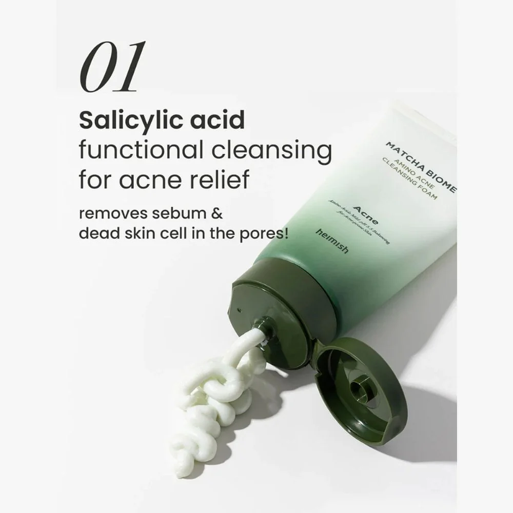 Heimish Matcha Biome Amino Acne Balancing pH 5.5 Cleansing Foam 150ml - Image 3