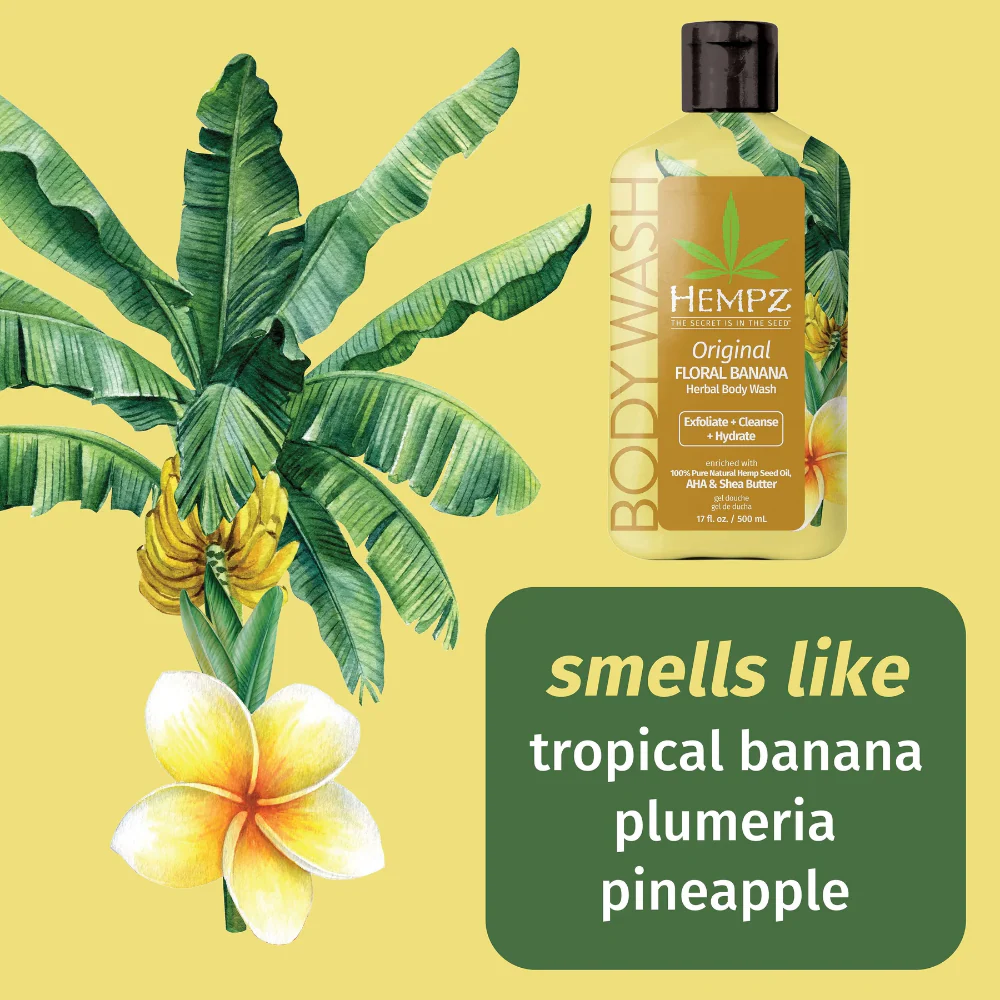 Hempz Original Floral Banana Herbal Body Wash 500ml - Image 2