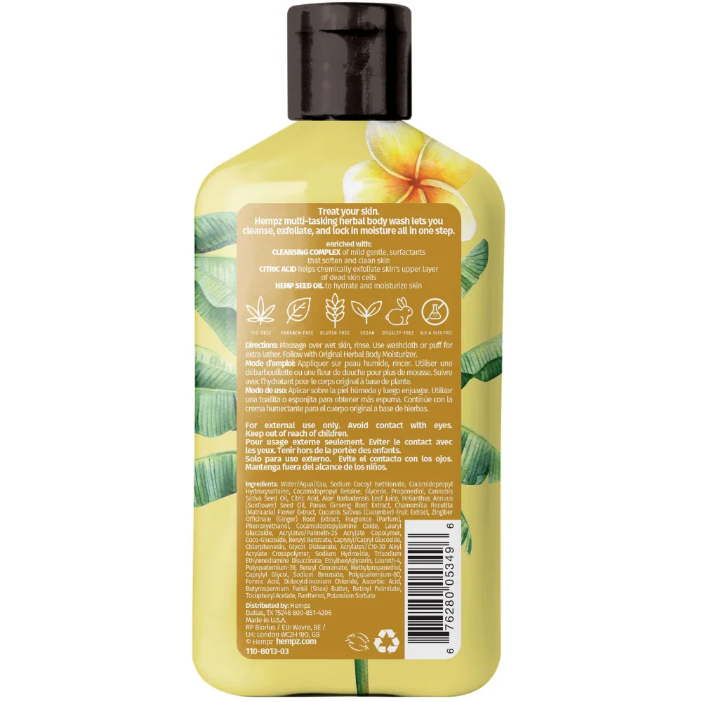 Hempz Original Floral Banana Herbal Body Wash 500ml - Image 5