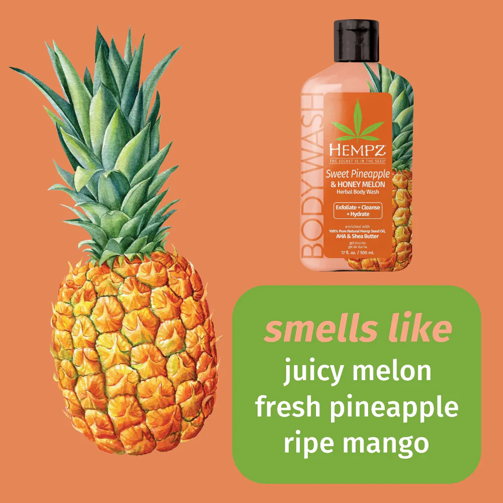 Hempz Sweet Pineapple & Melon Herbal Body Wash 500ml - Image 2