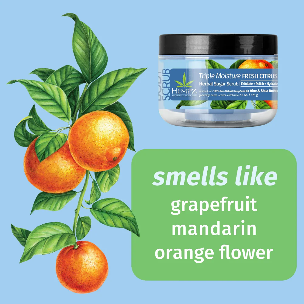 Hempz Triple Moisture Fresh Citrus Sugar Scrub 215ml - Image 2