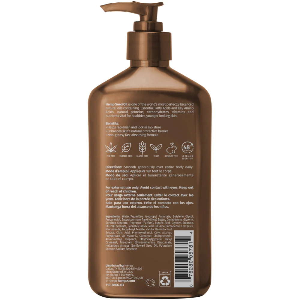 Hempz Vanilla Lux Herbal Body Moisturiser 500ml - Image 2