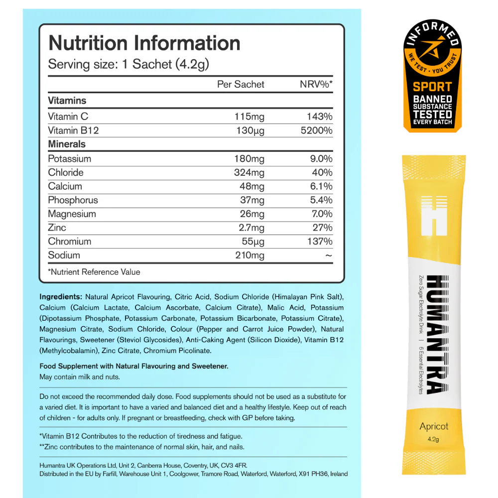 Humantra Apricot Electrolyte Powder Hydrating Supplement x20 - Image 5
