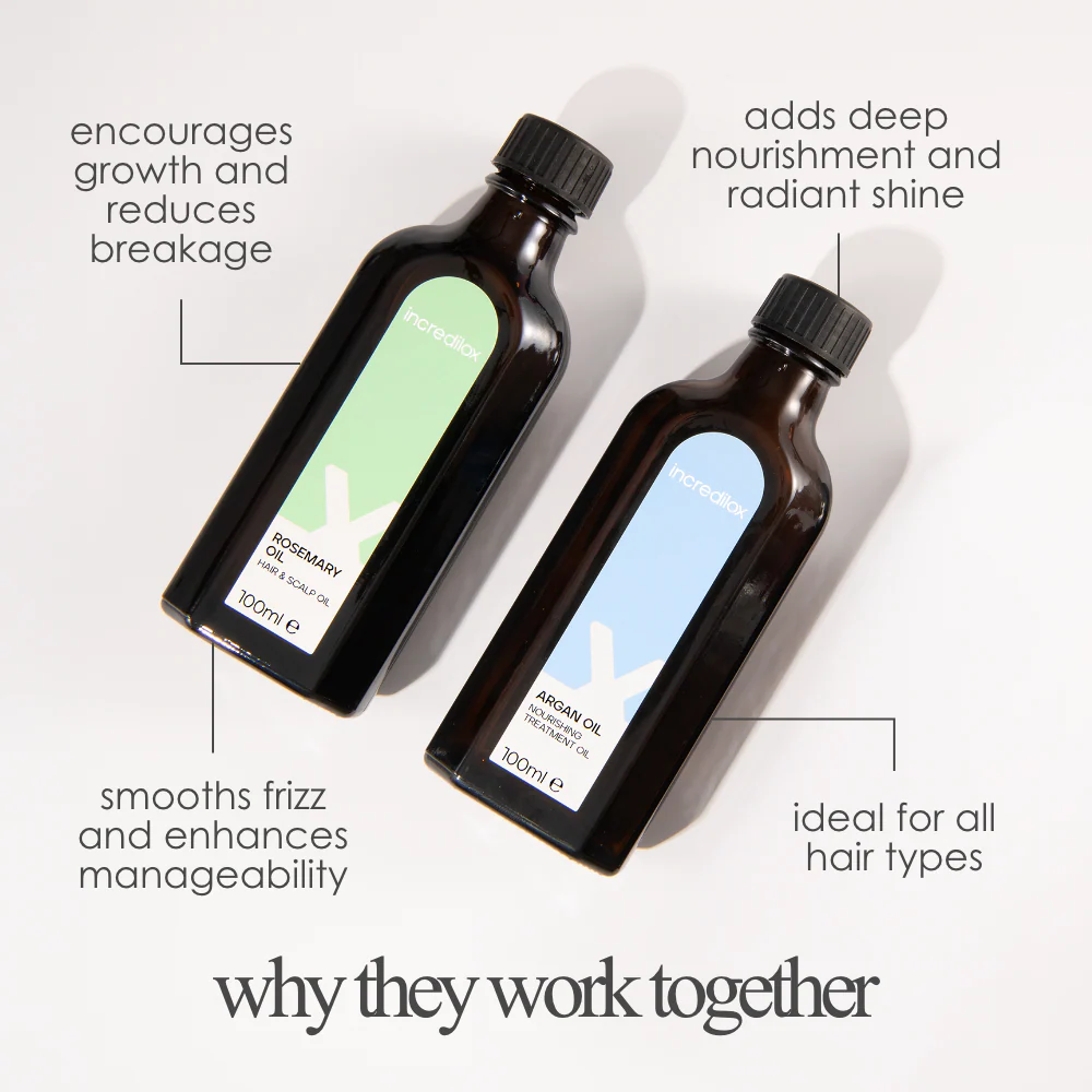 Incredilox Hair & Scalp Rosemary Oil 100ml & Nourishing Argan Treatment Oil 100ml Twin - Image 3