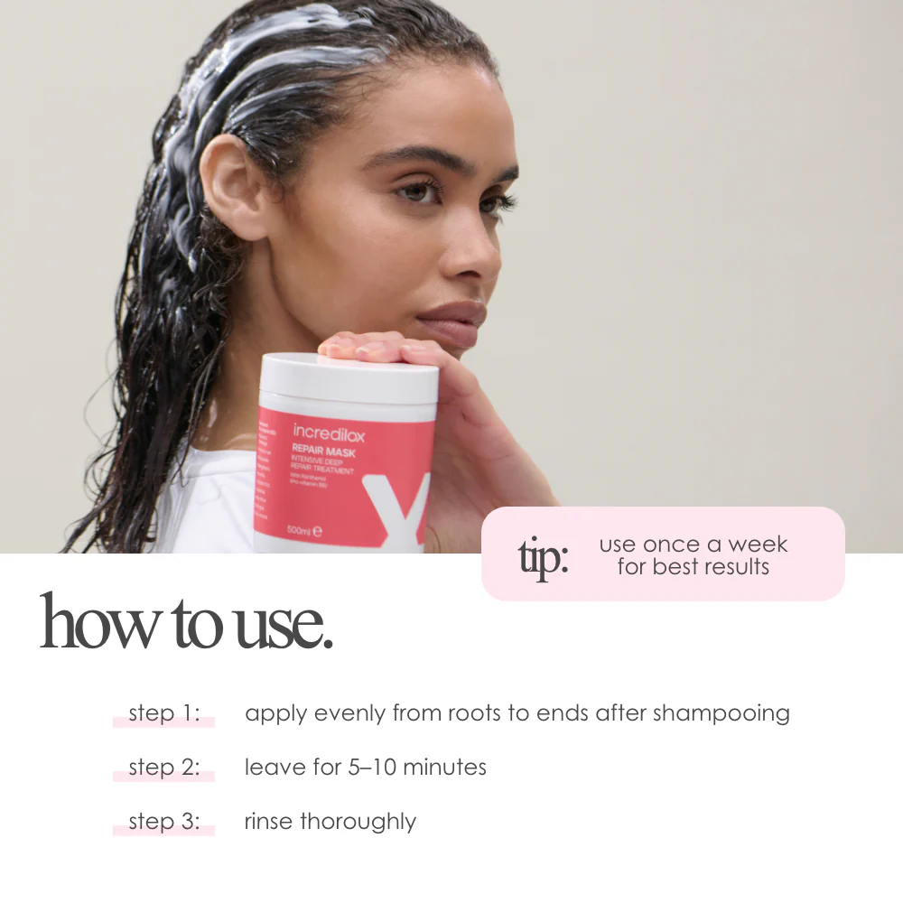 Incredilox Intensive Deep Repair Treatment Mask 500ml & Detangling Hair Brush Duo - Image 5
