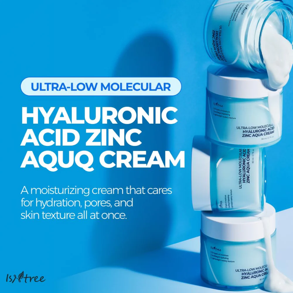 Isntree Ultra-Low Molecular Hyaluronic Acid Zinc Aqua Cream 80ml - Image 3