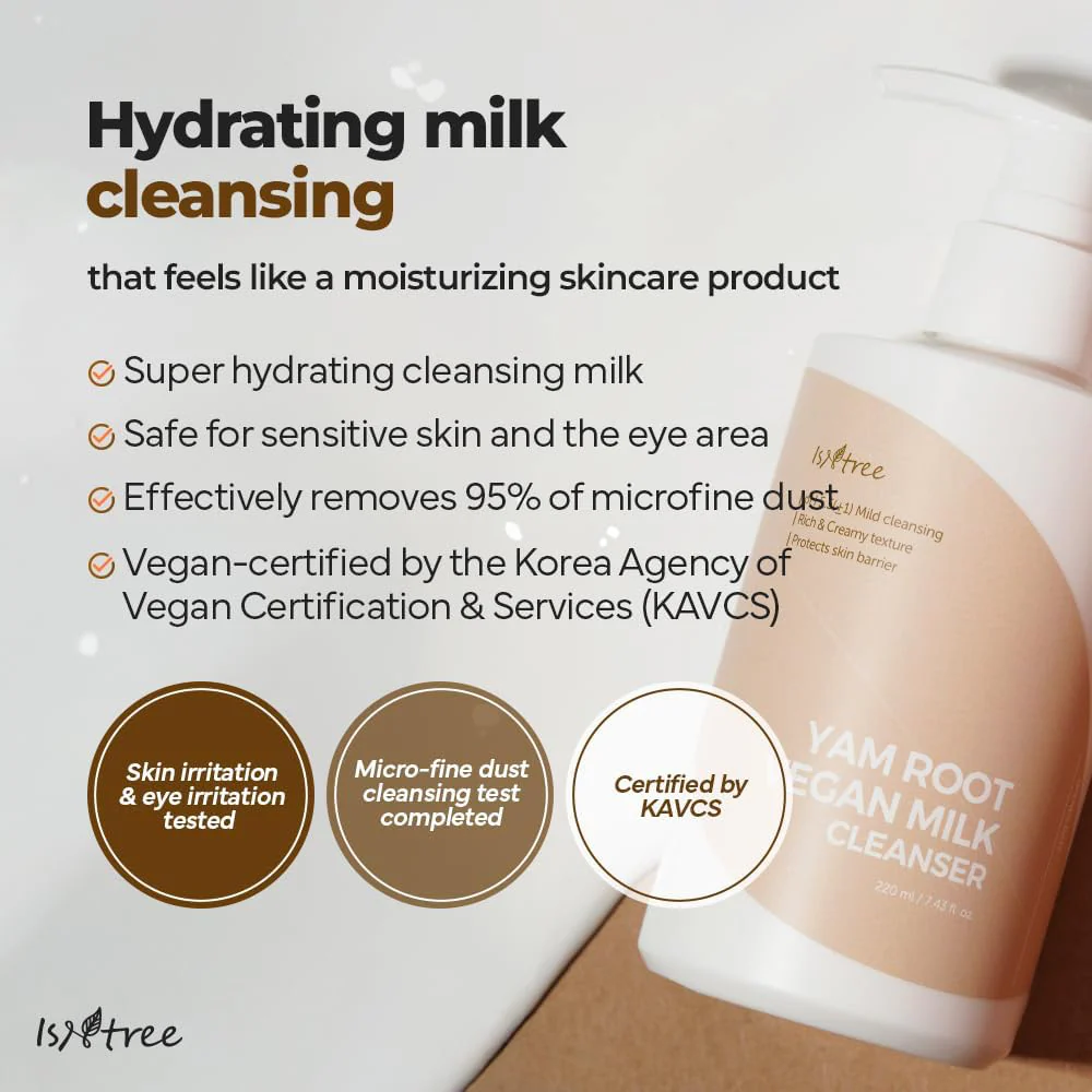 Isntree Yam Root Vegan Milk Cleanser 220ml - Image 3