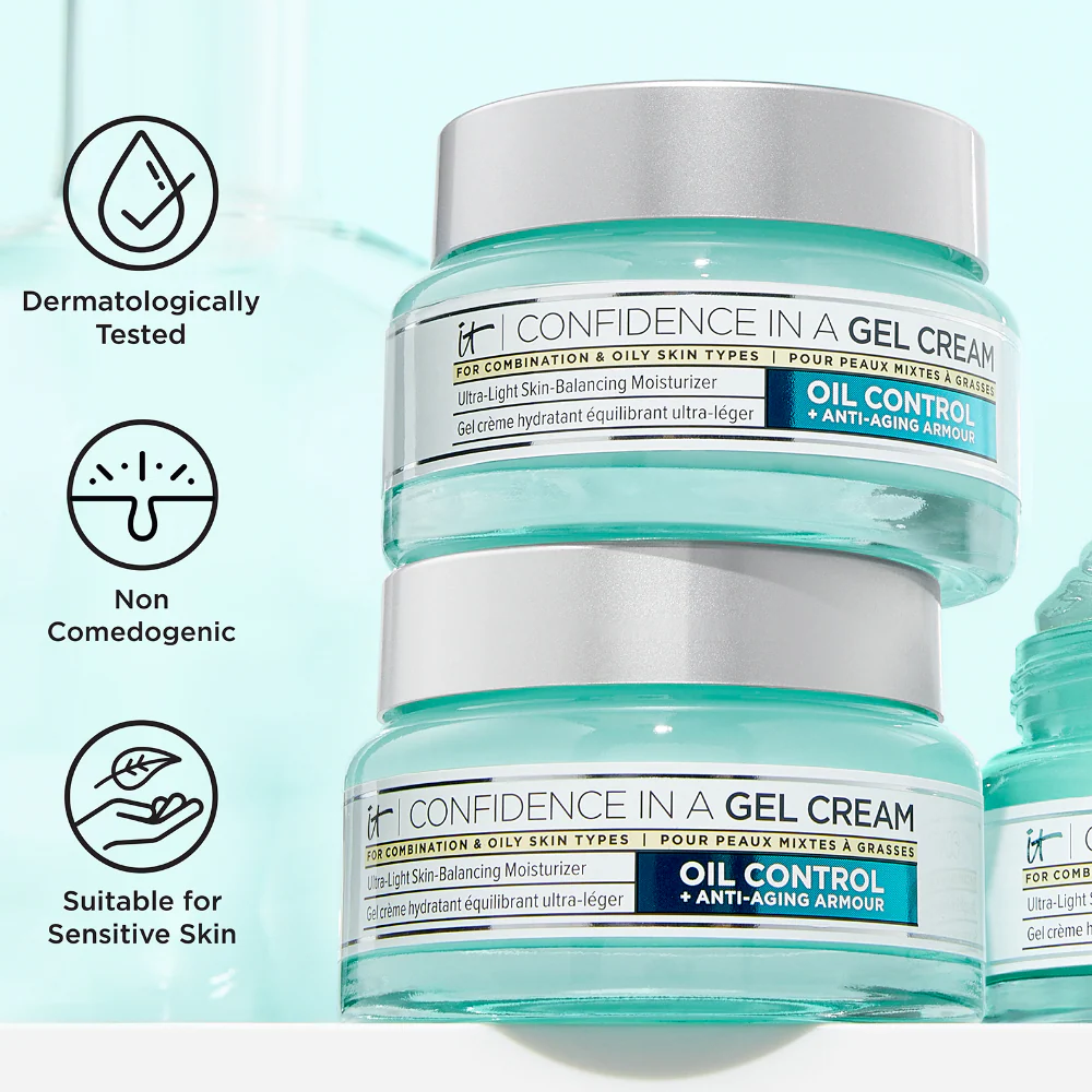 IT Cosmetics Confidence In A Gel Cream Oil Control + Anti-Ageing Ultra Light Skin Balancing Moisturiser 60ml - Image 5