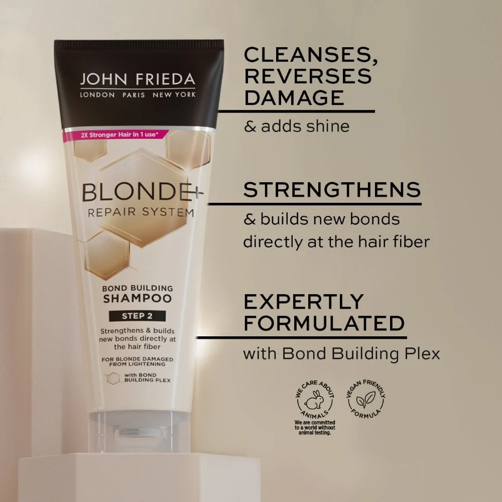 John Frieda Blonde+ Repair System Bond Building Shampoo 250ml - Image 2