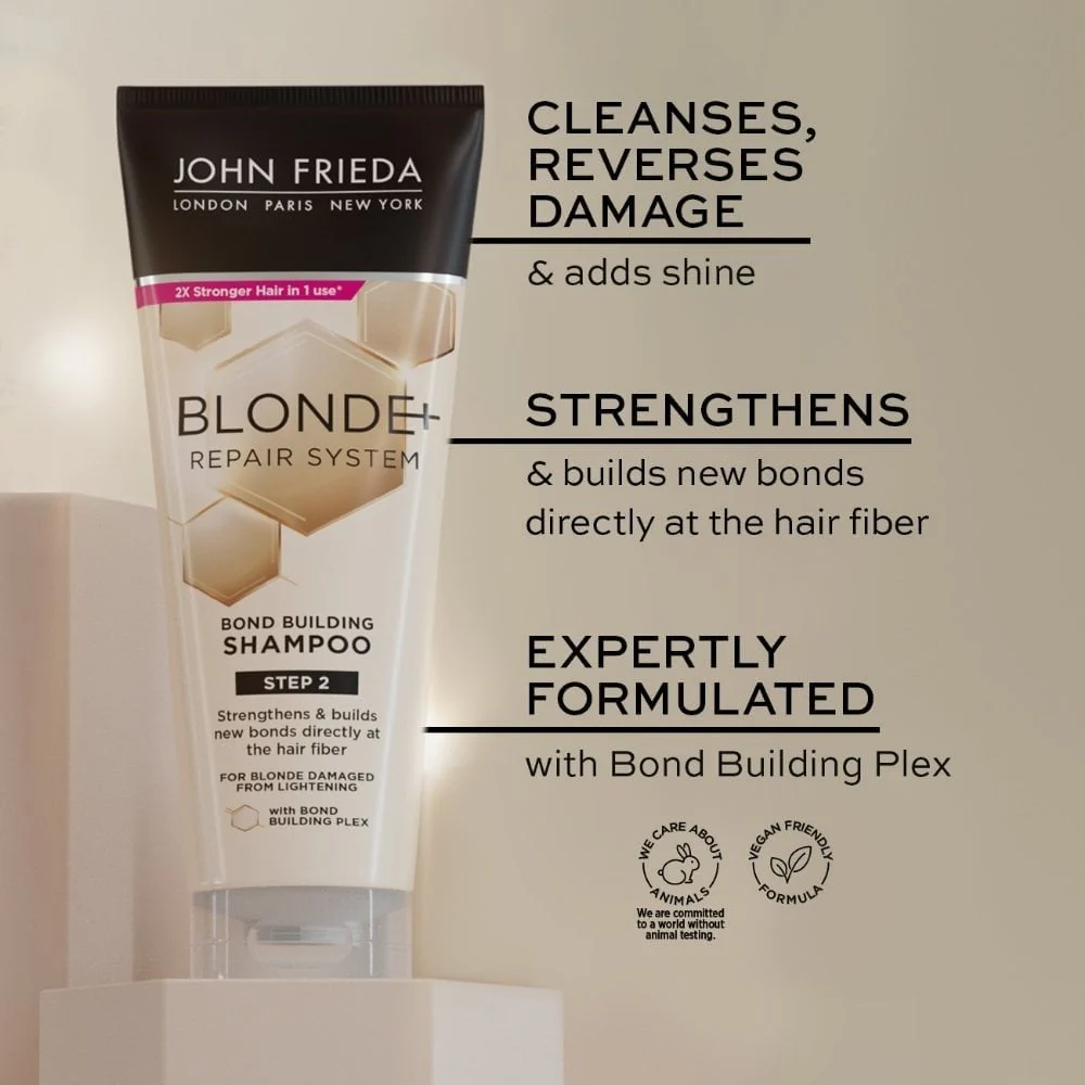 John Frieda Blonde+ Repair System Bond Building Shampoo & Conditioner Twin 2 x 250ml - Image 2