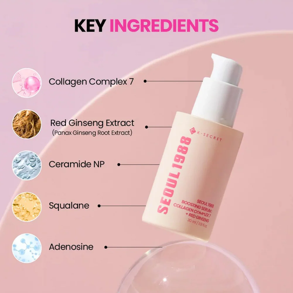 K-Secret Seoul 1988 Boosting Serum: Collagen Complex 7 & Red Ginseng 30g - Image 4