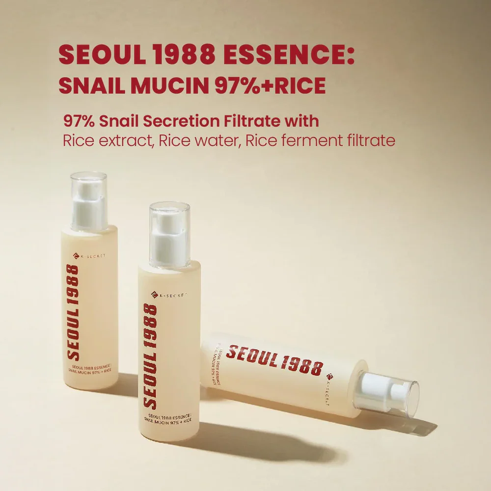 K-Secret Seoul 1988 Essence: Snail Mucin 97% + Rice 100ml - Image 2
