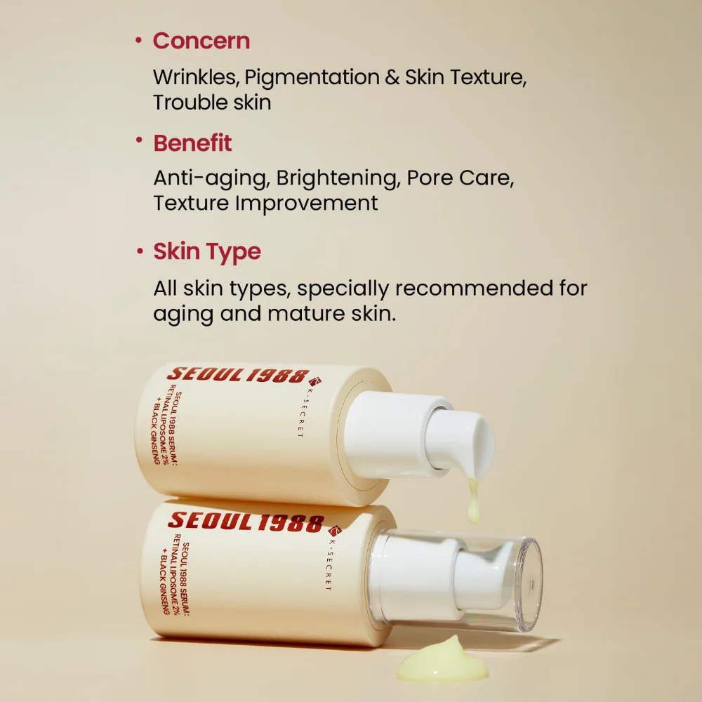 K-Secret Seoul 1988 Serum: Retinal Liposome 2% + Ginseng 30ml - Image 3