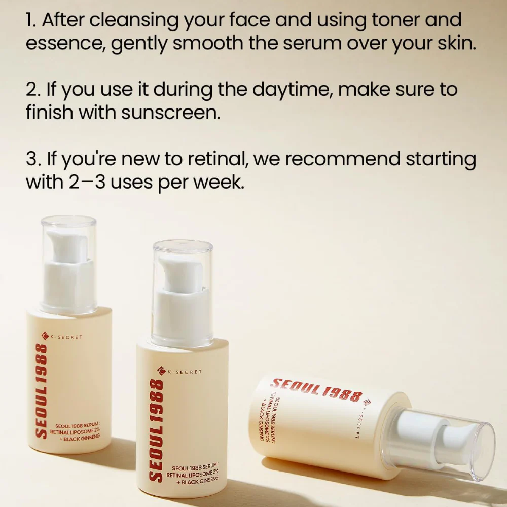 K-Secret Seoul 1988 Serum: Retinal Liposome 2% + Ginseng 30ml - Image 5