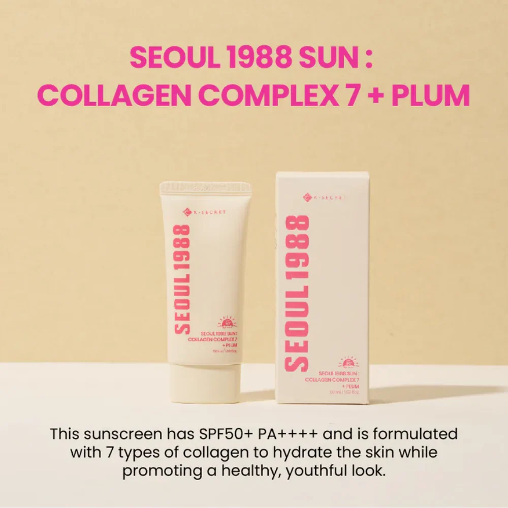 K-Secret Seoul 1988 Sun: Collagen Complex 7 + Plum PA++++ SPF50 50g - Image 5