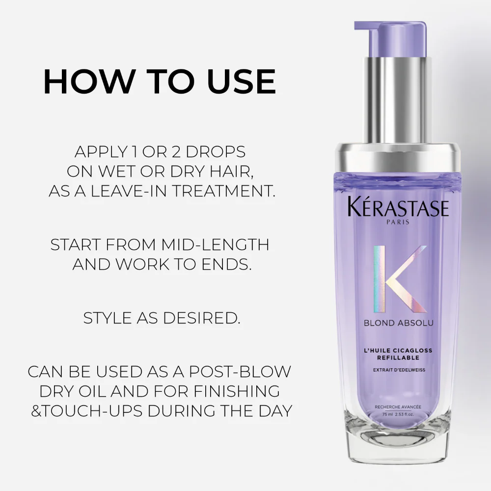 Kérastase Blond Absolu L'Huile Cicagloss Hydrating Hair Oil Refill Capsule 75ml - Image 4