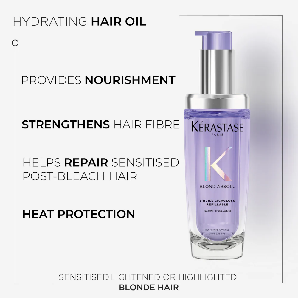Kérastase Blond Absolu L'Huile Cicagloss Hydrating Hair Oil Refillable Bottle 75ml - Image 3