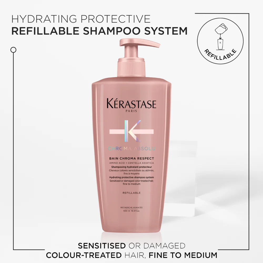 Kérastase Chroma Absolu Bain Chroma Respect Protective Shampoo Refillable Bottle 500ml - Image 2