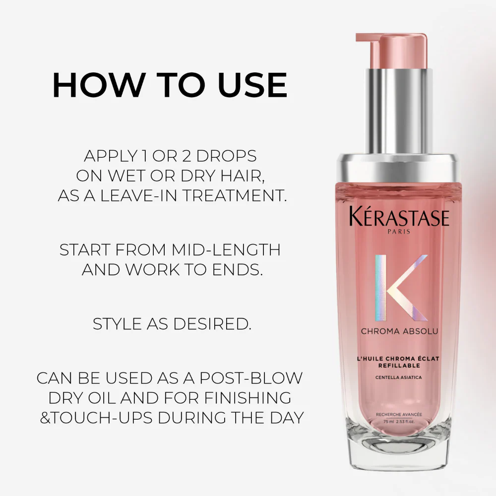 Kérastase Chroma Absolu L'Huile Chroma Eclat Radiance Sublimating Hair Oil Refill Capsule 75ml - Image 4
