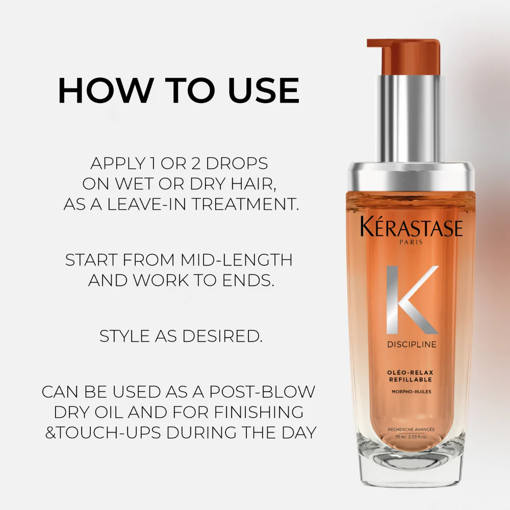 Kérastase Discipline Oleo-Relax Hair Oil Refill Bottle 75ml - Image 4