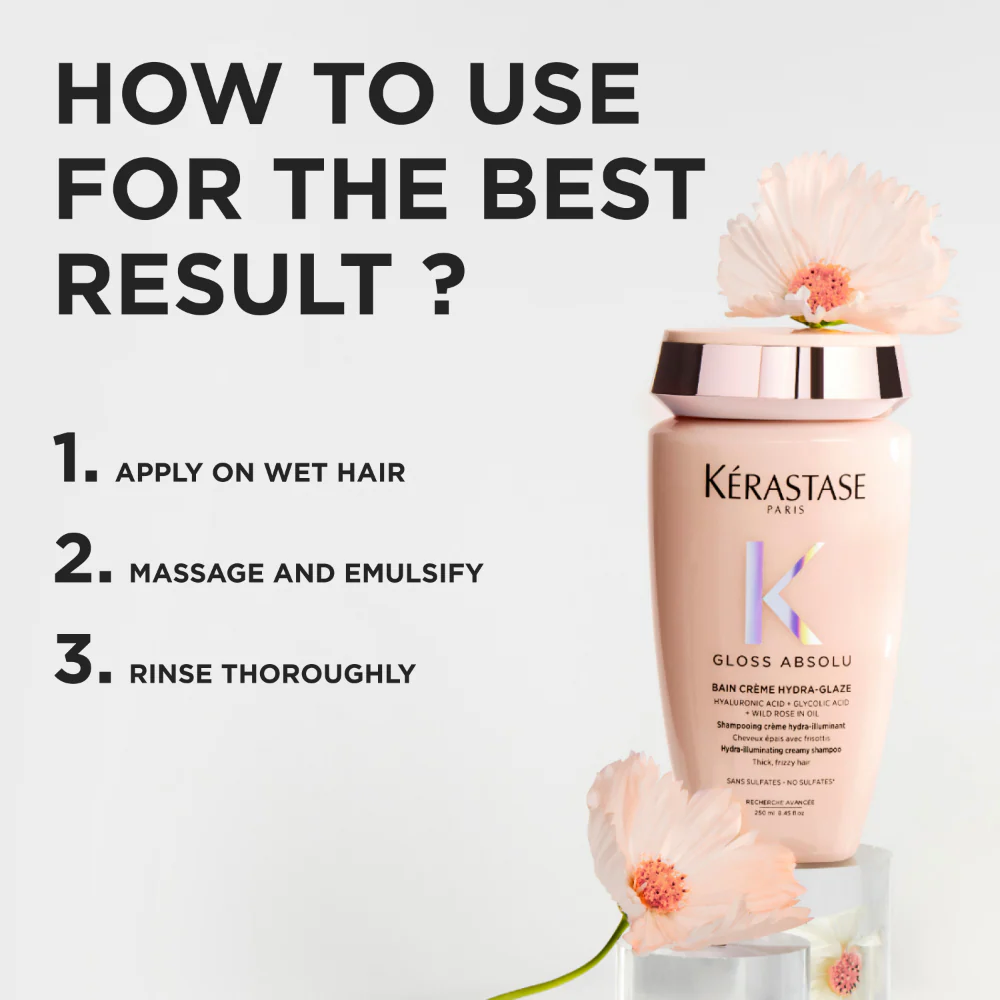 Kérastase Gloss Absolu Bain Crème Hydra-Glaze Hydra-Illuminating Creamy Shampoo 80ml - Image 7