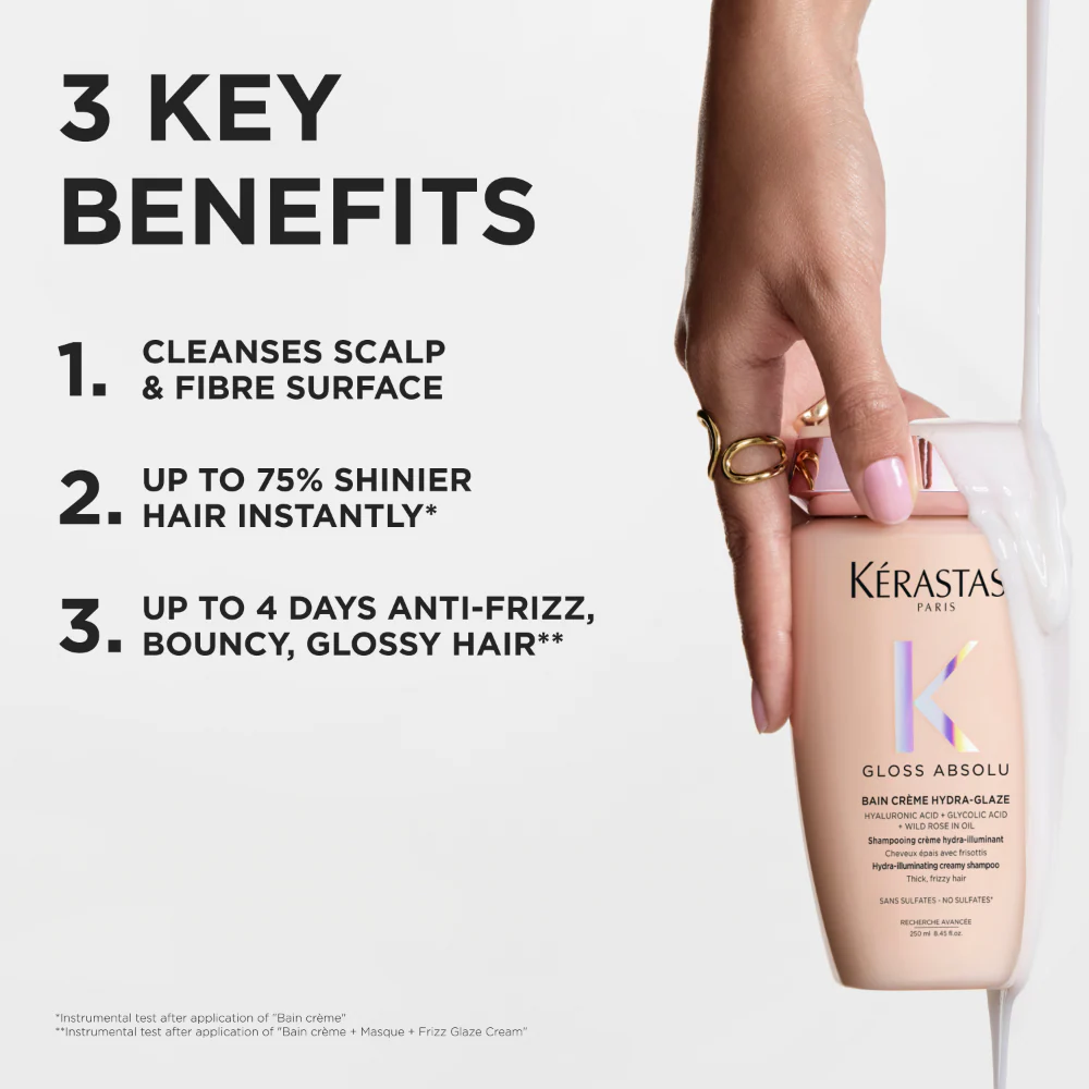 Kérastase Gloss Absolu Bain Crème Hydra-Glaze Shampoo 250ml & Mask For Thick Frizzy Hair 200ml Twin - Image 2
