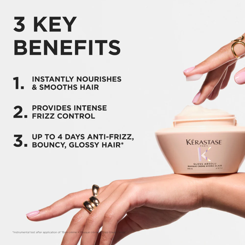 Kérastase Gloss Absolu Bain Crème Hydra-Glaze Shampoo 250ml & Mask For Thick Frizzy Hair 200ml Twin - Image 3