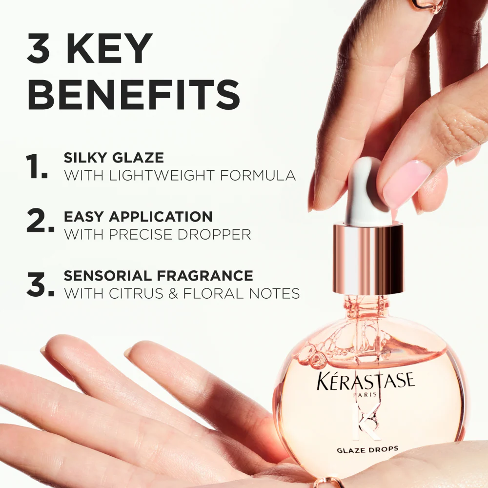 Kérastase Gloss Absolu Glaze Drops Hair Oil with Wild Rose 45ml - Image 2
